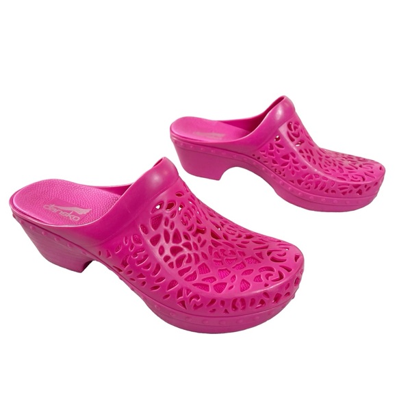 Dansko Pippa Pink Clogs Womens Size 40 9.5-10 Molded Laser Cut - Picture 2 of 10